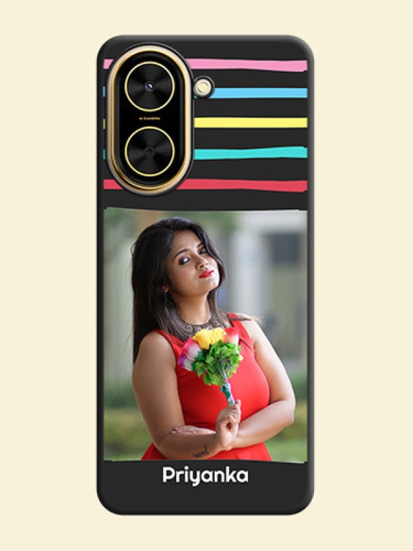 Multicolor Lines with Image On Space Black Custom Soft Matte Mobile Back Cover - Xiaomi Redmi A5