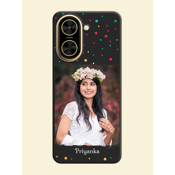 Multicolor Dotted Pattern with Text On Space Black Custom Soft Matte Mobile Back Cover - Xiaomi Redmi A5 Multicolor Dotted Pattern with Text On Space Black Custom Soft Matte Mobile Back Cover - Xiaomi Redmi A5