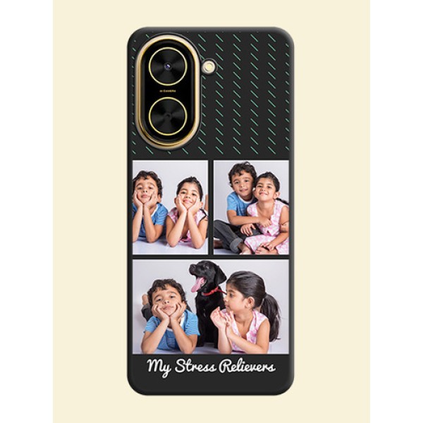 Cross Dotted Pattern with 2 Image Holder On Space Black Custom Soft Matte Mobile Back Cover - Xiaomi Redmi A5 Cross Dotted Pattern with 2 Image Holder On Space Black Custom Soft Matte Mobile Back Cover - Xiaomi Redmi A5
