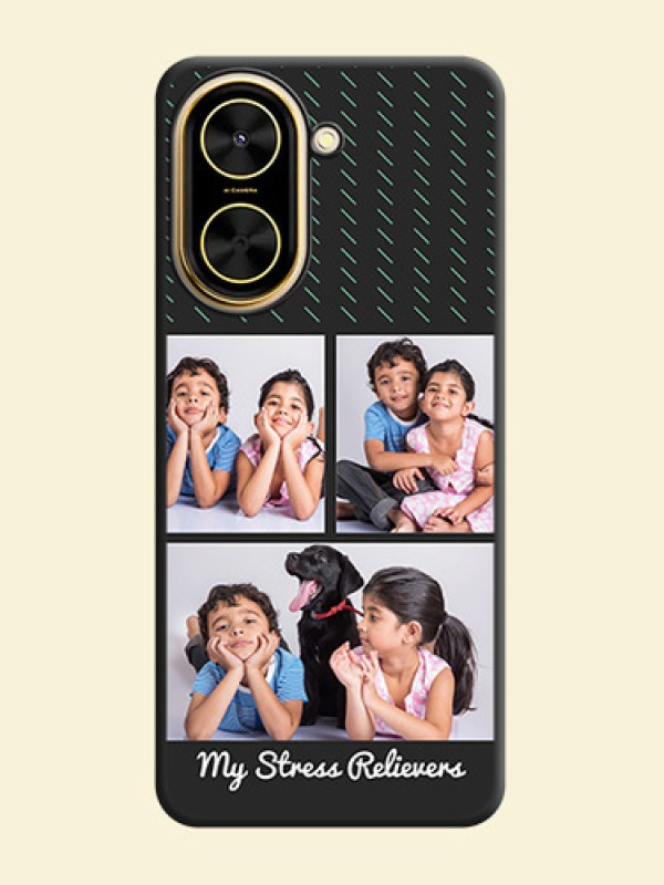 Cross Dotted Pattern with 2 Image Holder On Space Black Custom Soft Matte Mobile Back Cover - Xiaomi Redmi A5