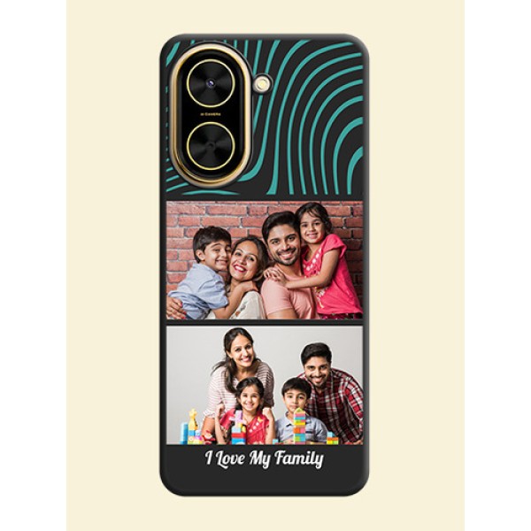 Wave Pattern with 2 Image Holder On Space Black Custom Soft Matte Mobile Back Cover - Xiaomi Redmi A5 Wave Pattern with 2 Image Holder On Space Black Custom Soft Matte Mobile Back Cover - Xiaomi Redmi A5