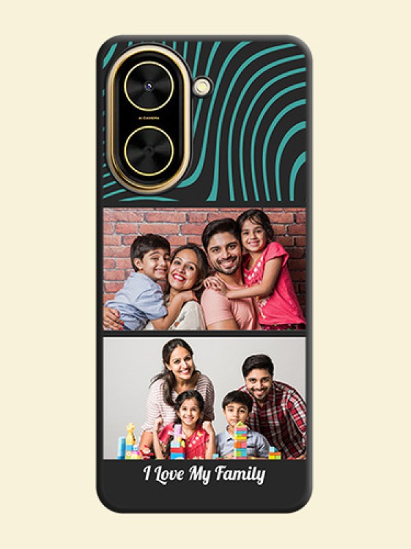 Wave Pattern with 2 Image Holder On Space Black Custom Soft Matte Mobile Back Cover - Xiaomi Redmi A5