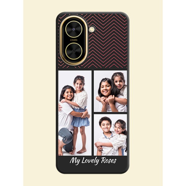 Wave Pattern with 3 Image Holder On Space Black Custom Soft Matte Mobile Back Cover - Xiaomi Redmi A5 Wave Pattern with 3 Image Holder On Space Black Custom Soft Matte Mobile Back Cover - Xiaomi Redmi A5