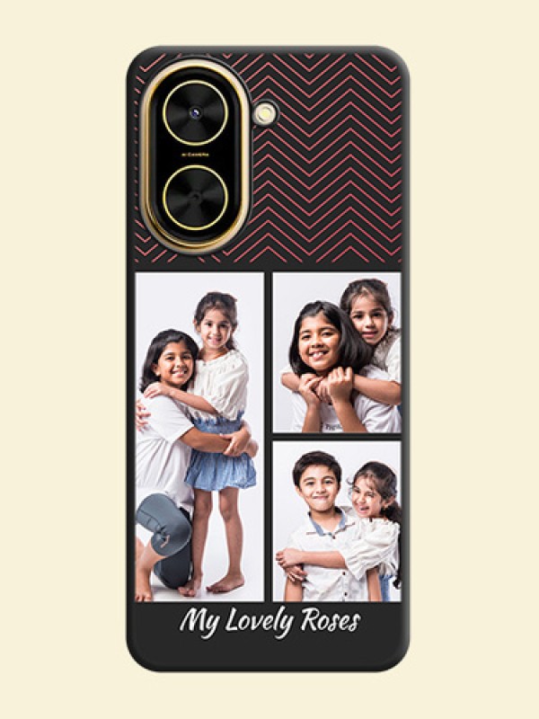 Wave Pattern with 3 Image Holder On Space Black Custom Soft Matte Mobile Back Cover - Xiaomi Redmi A5