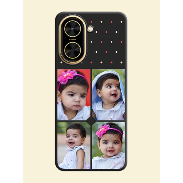 Multicolor Dotted Pattern with 4 Image Holder On Space Black Custom Soft Matte Mobile Back Cover - Xiaomi Redmi A5 Multicolor Dotted Pattern with 4 Image Holder On Space Black Custom Soft Matte Mobile Back Cover - Xiaomi Redmi A5