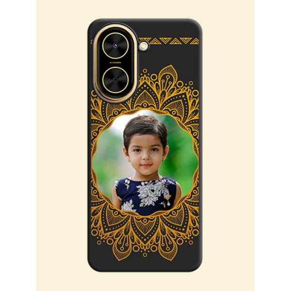 Round Image with Floral Design On Space Black Custom Soft Matte Mobile Back Cover - Xiaomi Redmi A5 Round Image with Floral Design On Space Black Custom Soft Matte Mobile Back Cover - Xiaomi Redmi A5