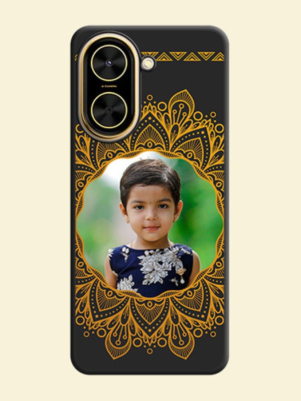 Round Image with Floral Design On Space Black Custom Soft Matte Mobile Back Cover - Xiaomi Redmi A5