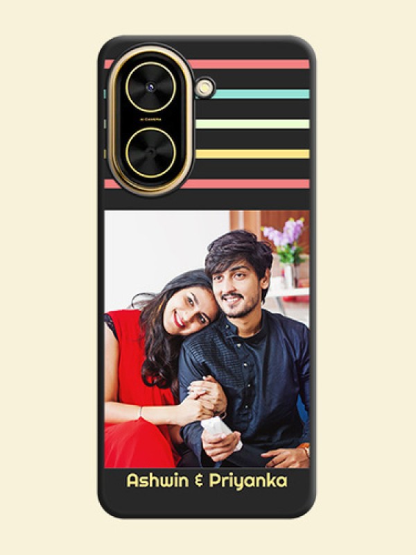 Color Stripes with Photo and Text on Photo On Space Black Custom Soft Matte Mobile Back Cover - Xiaomi Redmi A5