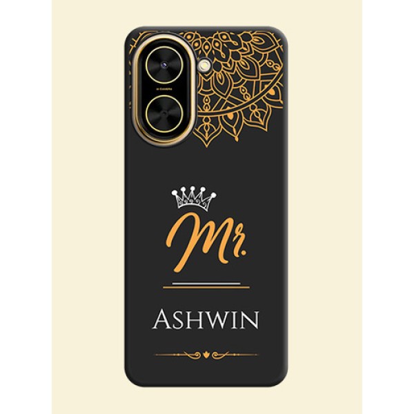 Mr Name with Floral Design On Space Black Custom Soft Matte Mobile Back Cover - Xiaomi Redmi A5 Mr Name with Floral Design On Space Black Custom Soft Matte Mobile Back Cover - Xiaomi Redmi A5