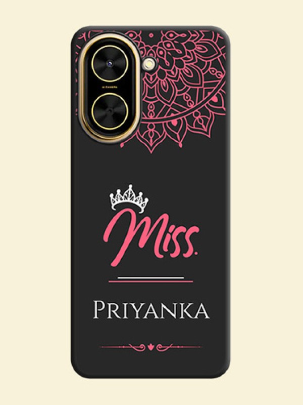 Mrs Name with Floral Design On Space Black Custom Soft Matte Mobile Back Cover - Xiaomi Redmi A5