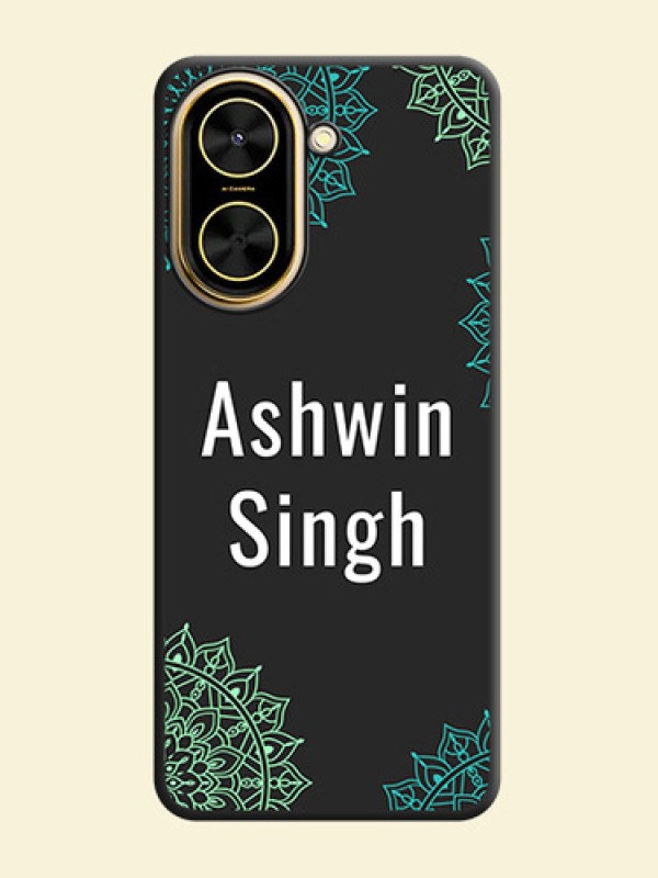 Your Name with Floral Design On Space Black Custom Soft Matte Mobile Back Cover - Xiaomi Redmi A5
