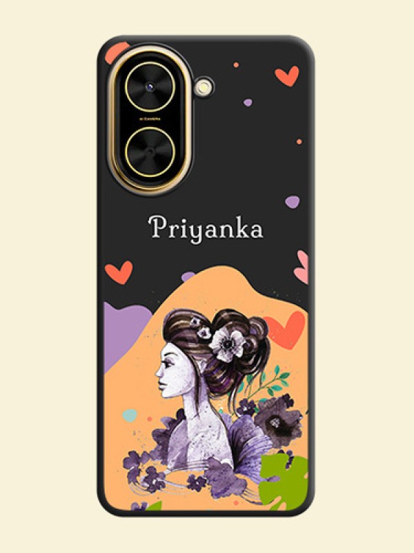 Namecase For Her With Fancy Lady Image On Space Black Custom Soft Matte Mobile Back Cover - Xiaomi Redmi A5