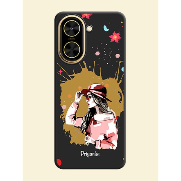 Mordern Lady With Color Splash Background With Custom Text On Space Black Custom Soft Matte Mobile Back Cover - Xiaomi Redmi A5
