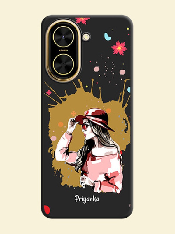 Mordern Lady With Color Splash Background With Custom Text On Space Black Custom Soft Matte Mobile Back Cover - Xiaomi Redmi A5