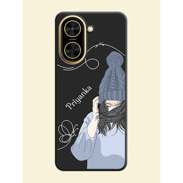 Girl With Blue Winter Outfiit Custom Text Design On Space Black Custom Soft Matte Mobile Back Cover - Xiaomi Redmi A5 Girl With Blue Winter Outfiit Custom Text Design On Space Black Custom Soft Matte Mobile Back Cover - Xiaomi Redmi A5