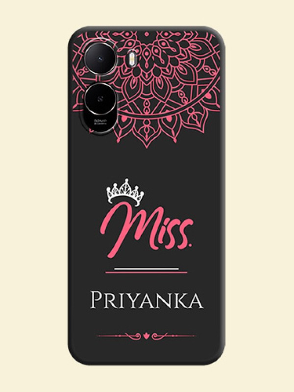Mrs Name with Floral Design On Space Black Custom Soft Matte Mobile Back Cover - Xiaomi Redmi A7 Pro 5G