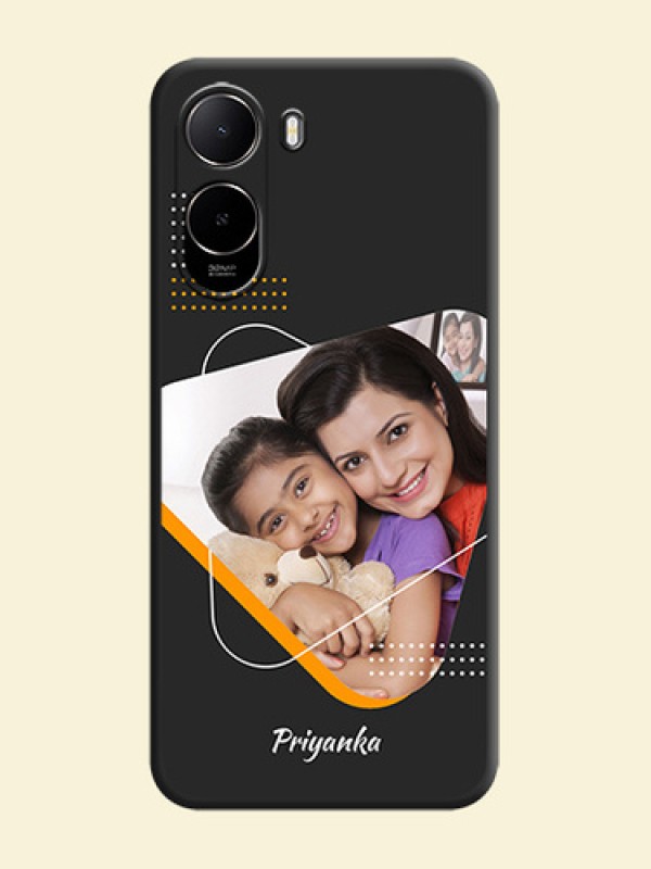 Yellow Triangle on Photo On Space Black Custom Soft Matte Mobile Back Cover - Xiaomi Redmi A7 Pro 5G