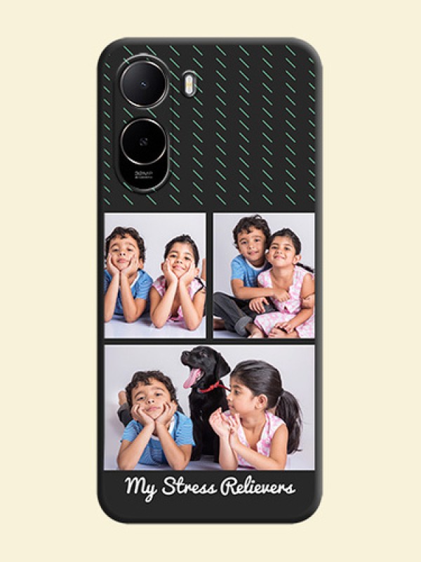 Cross Dotted Pattern with 2 Image Holder On Space Black Custom Soft Matte Mobile Back Cover - Xiaomi Redmi A7 Pro 4G