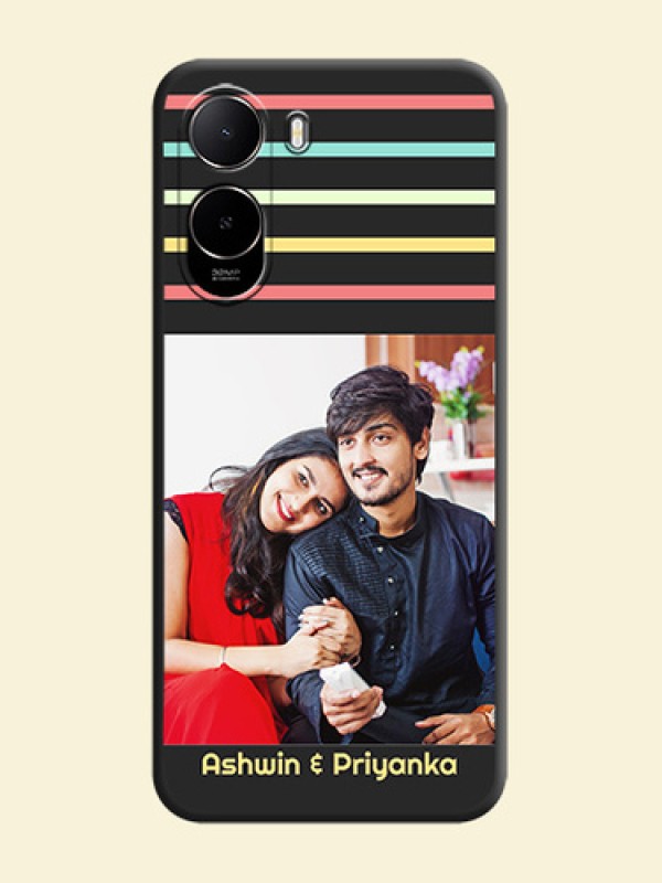 Color Stripes with Photo and Text on Photo On Space Black Custom Soft Matte Mobile Back Cover - Xiaomi Redmi A7 Pro 4G