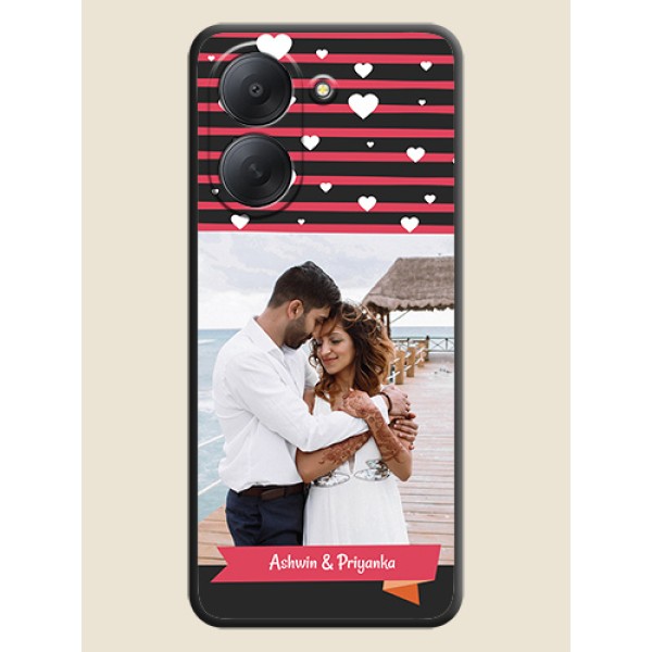 White Color Love Symbols with Pink Lines Pattern On Space Black Custom Soft Matte Mobile Back Cover - Xiaomi Redmi A7