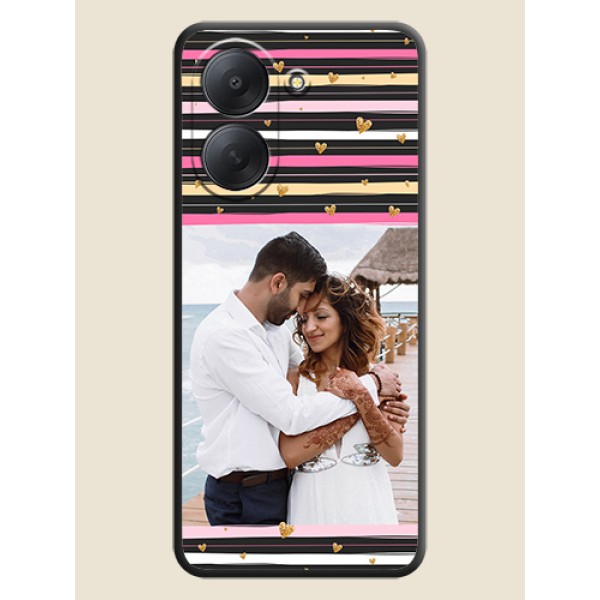 Multicolor Lines and Golden Love Symbols Design on Photo On Space Black Custom Soft Matte Mobile Back Cover - Xiaomi Redmi A7 Multicolor Lines and Golden Love Symbols Design on Photo On Space Black Custom Soft Matte Mobile Back Cover - Xiaomi Redmi A7