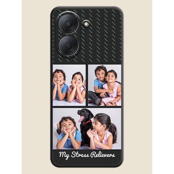 Cross Dotted Pattern with 2 Image Holder On Space Black Custom Soft Matte Mobile Back Cover - Xiaomi Redmi A7 Cross Dotted Pattern with 2 Image Holder On Space Black Custom Soft Matte Mobile Back Cover - Xiaomi Redmi A7