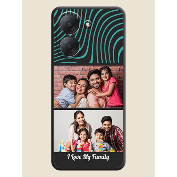 Wave Pattern with 2 Image Holder On Space Black Custom Soft Matte Mobile Back Cover - Xiaomi Redmi A7 Wave Pattern with 2 Image Holder On Space Black Custom Soft Matte Mobile Back Cover - Xiaomi Redmi A7