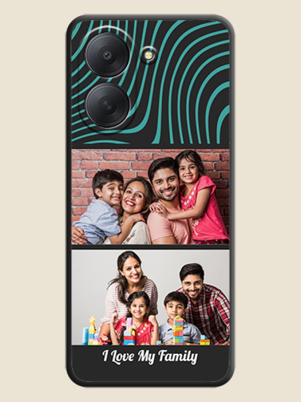 Wave Pattern with 2 Image Holder On Space Black Custom Soft Matte Mobile Back Cover - Xiaomi Redmi A7