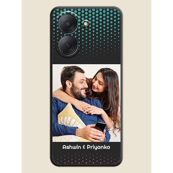 Faded Dots with Grunge Photo Frame and Text On Space Black Custom Soft Matte Mobile Back Cover - Xiaomi Redmi A7 Faded Dots with Grunge Photo Frame and Text On Space Black Custom Soft Matte Mobile Back Cover - Xiaomi Redmi A7