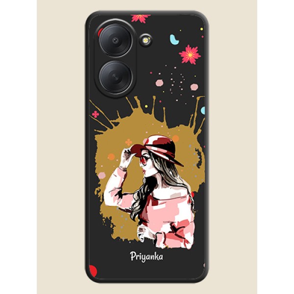 Mordern Lady With Color Splash Background With Custom Text On Space Black Custom Soft Matte Mobile Back Cover - Xiaomi Redmi A7