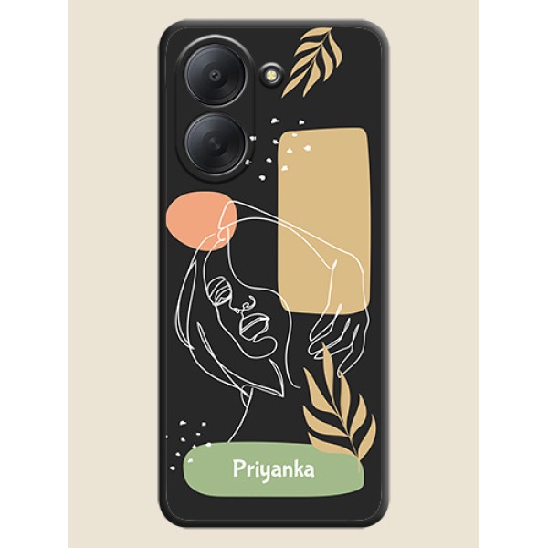 Custom Text With Line Art Of Women & Leaves Design On Space Black Custom Soft Matte Mobile Back Cover - Xiaomi Redmi A7 Custom Text With Line Art Of Women & Leaves Design On Space Black Custom Soft Matte Mobile Back Cover - Xiaomi Redmi A7