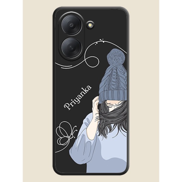 Girl With Blue Winter Outfiit Custom Text Design On Space Black Custom Soft Matte Mobile Back Cover - Xiaomi Redmi A7 Girl With Blue Winter Outfiit Custom Text Design On Space Black Custom Soft Matte Mobile Back Cover - Xiaomi Redmi A7