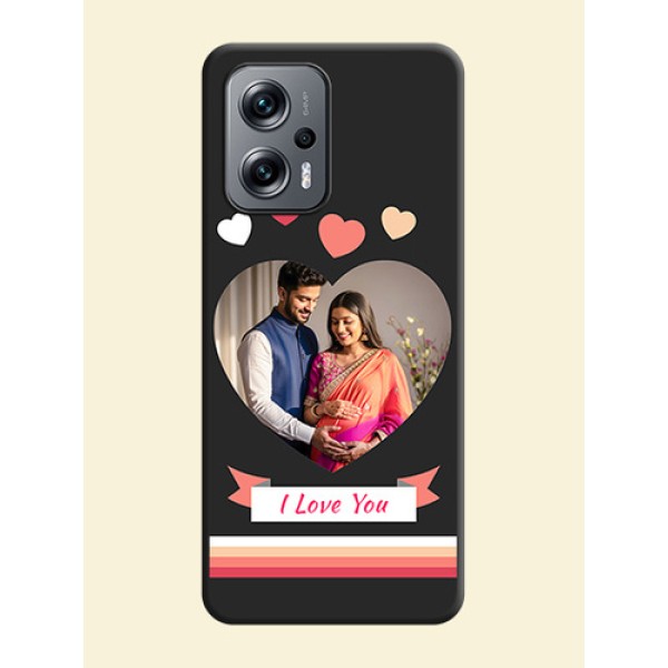 Love Shaped Photo with Colorful Stripes on Personalised Space Black Soft Matte Cases - Xiaomi Redmi K50I 5G Love Shaped Photo with Colorful Stripes on Personalised Space Black Soft Matte Cases - Xiaomi Redmi K50I 5G