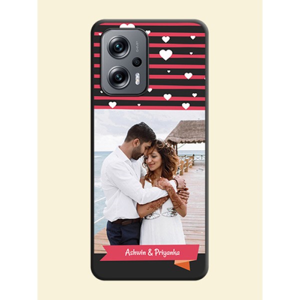 White Color Love Symbols with Pink Lines Pattern on Space Black Custom Soft Matte Phone Cases - Xiaomi Redmi K50I 5G White Color Love Symbols with Pink Lines Pattern on Space Black Custom Soft Matte Phone Cases - Xiaomi Redmi K50I 5G
