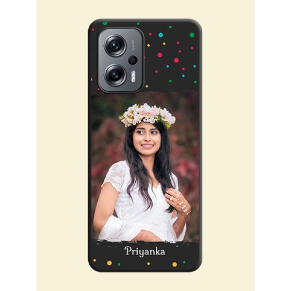 Multicolor Dotted Pattern with Text on Space Black Custom Soft Matte Phone Back Cover - Xiaomi Redmi K50I 5G Multicolor Dotted Pattern with Text on Space Black Custom Soft Matte Phone Back Cover - Xiaomi Redmi K50I 5G