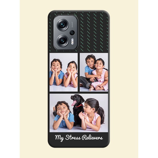 Cross Dotted Pattern with 2 Image Holder on Personalised Space Black Soft Matte Cases - Xiaomi Redmi K50I 5G Cross Dotted Pattern with 2 Image Holder on Personalised Space Black Soft Matte Cases - Xiaomi Redmi K50I 5G