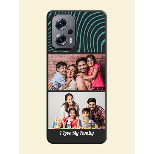 Wave Pattern with 2 Image Holder on Space Black Personalized Soft Matte Phone Covers - Xiaomi Redmi K50I 5G Wave Pattern with 2 Image Holder on Space Black Personalized Soft Matte Phone Covers - Xiaomi Redmi K50I 5G