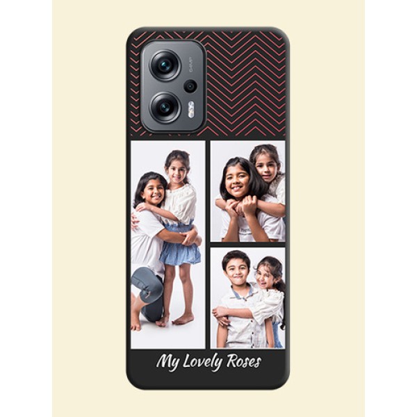 Wave Pattern with 3 Image Holder on Space Black Custom Soft Matte Back Cover - Xiaomi Redmi K50I 5G Wave Pattern with 3 Image Holder on Space Black Custom Soft Matte Back Cover - Xiaomi Redmi K50I 5G