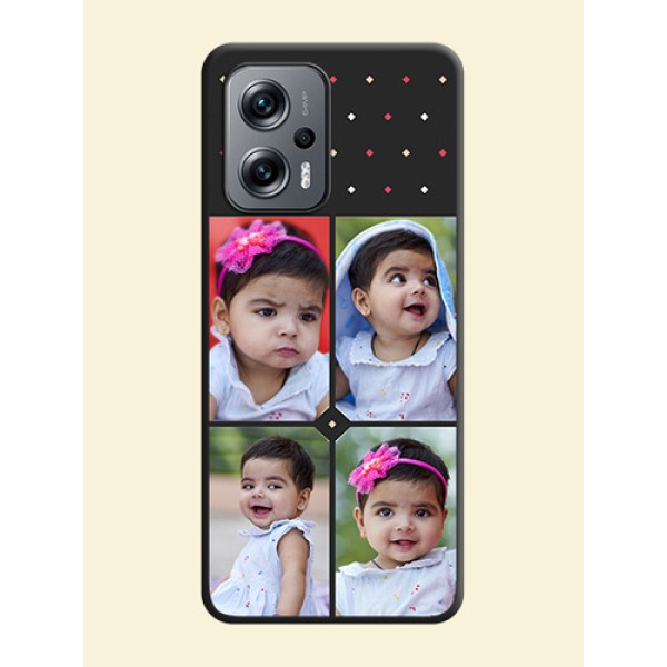 Multicolor Dotted Pattern with 4 Image Holder on Space Black Custom Soft Matte Phone Cases - Xiaomi Redmi K50I 5G Multicolor Dotted Pattern with 4 Image Holder on Space Black Custom Soft Matte Phone Cases - Xiaomi Redmi K50I 5G