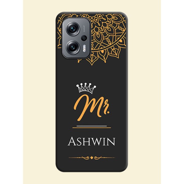 Mr Name with Floral Design  on Personalised Space Black Soft Matte Cases - Xiaomi Redmi K50I 5G