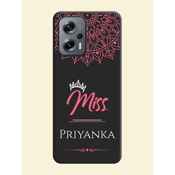 Mrs Name with Floral Design on Space Black Personalized Soft Matte Phone Covers - Xiaomi Redmi K50I 5G Mrs Name with Floral Design on Space Black Personalized Soft Matte Phone Covers - Xiaomi Redmi K50I 5G