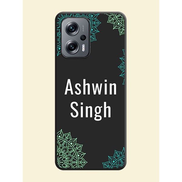 Your Name with Floral Design on Space Black Custom Soft Matte Back Cover - Xiaomi Redmi K50I 5G Your Name with Floral Design on Space Black Custom Soft Matte Back Cover - Xiaomi Redmi K50I 5G