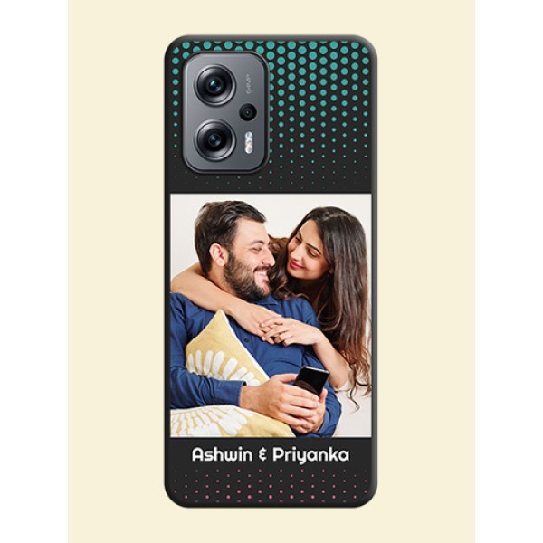 Faded Dots with Grunge Photo Frame and Text on Space Black Custom Soft Matte Phone Cases - Xiaomi Redmi K50I 5G