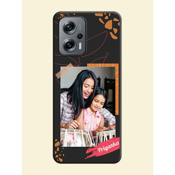 Orange Photo Frame on Space Black Custom Soft Matte Phone Back Cover - Xiaomi Redmi K50I 5G Orange Photo Frame on Space Black Custom Soft Matte Phone Back Cover - Xiaomi Redmi K50I 5G