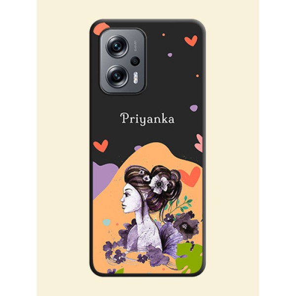 Namecase For Her With Fancy Lady Image On Space Black Personalized Soft Matte Phone Covers -Xiaomi Redmi K50I 5G
