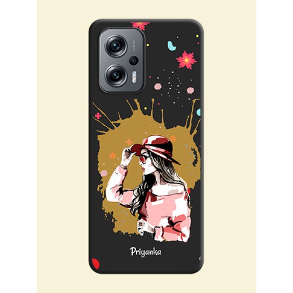 Mordern Lady With Color Splash Background With Custom Text On Space Black Personalized Soft Matte Phone Covers -Xiaomi Redmi K50I 5G