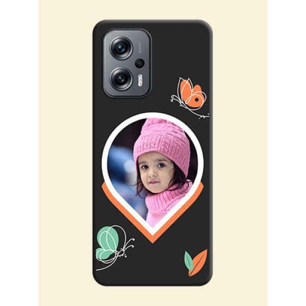 Upload Pic With Simple Butterly Design On Space Black Personalized Soft Matte Phone Covers -Xiaomi Redmi K50I 5G Upload Pic With Simple Butterly Design On Space Black Personalized Soft Matte Phone Covers -Xiaomi Redmi K50I 5G