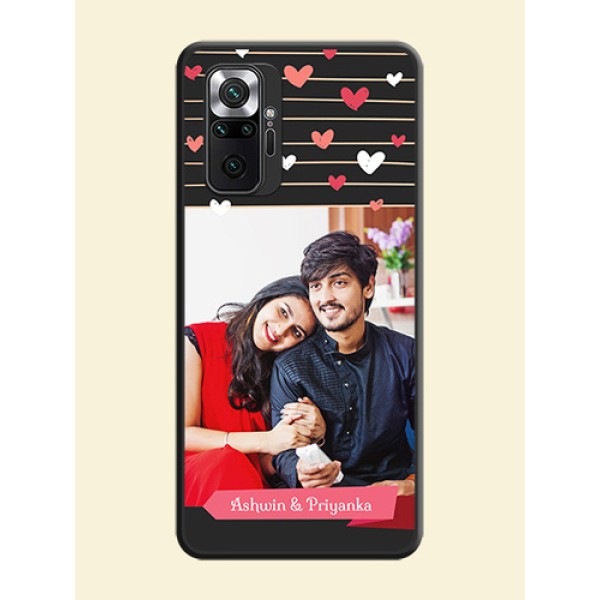 Love Pattern with Name on Pink Ribbon  on Photo on Space Black Soft Matte Back Cover - Redmi Note 10 Pro Max