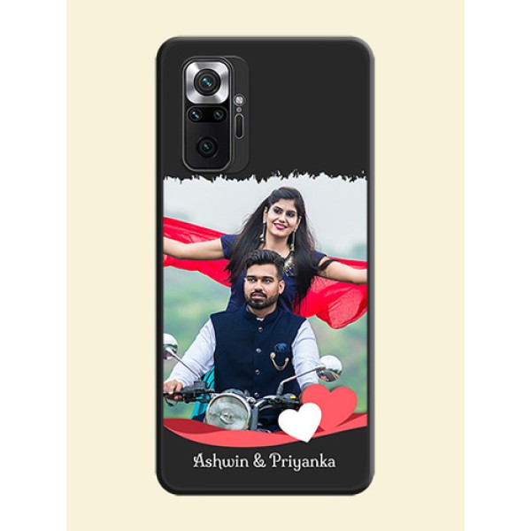 Pin Color Love Shaped Ribbon Design with Text on Space Black Custom Soft Matte Phone Back Cover - Redmi Note 10 Pro Max