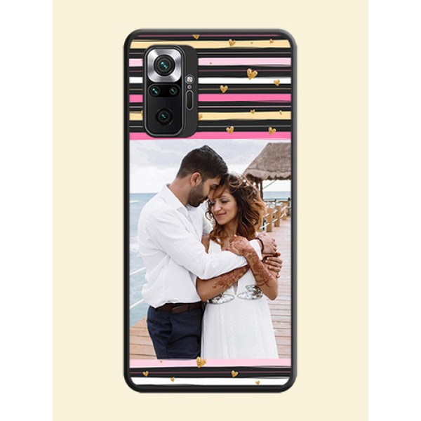 Multicolor Lines and Golden Love Symbols Design on Photo on Space Black Soft Matte Mobile Cover - Redmi Note 10 Pro Max Multicolor Lines and Golden Love Symbols Design on Photo on Space Black Soft Matte Mobile Cover - Redmi Note 10 Pro Max